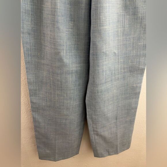 Roth Le cover light blue linen blend Pleated Straight Leg Pants Size 6 - Picture 3 of 8